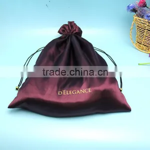 Wholesale China Luxury Drawstring Closure Satin Hair Extensions Bag With Customzied Logo Printed thumbnail-4