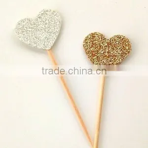 Cupcake Toppers Cake Picks Silver Glitter Heart Cupcake Toppers thumbnail-2