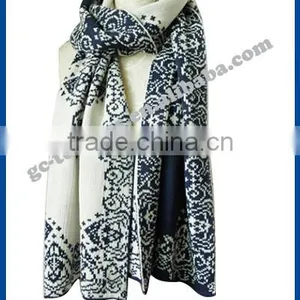 100% Acrylic Jacqard Pattern Single Layer Scarf for Lady thumbnail-1