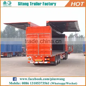 Factory Direct 3 Axles Wing Open Van Semi Trailers Wing Body Enclosed Cargo Trailer thumbnail-1