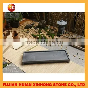 Wholesale!hollow Out Drainage Black Granite Stone Tea Tray With High Quality thumbnail-1
