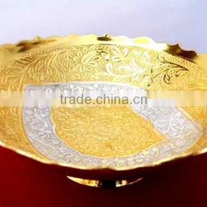 Low Cost and Attractive Promotional Gift, Corporate Gift Item Gold and Silver Plated Brass Bowl thumbnail-2