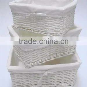 Wholesale Willow Basket With Fabric Liner, Wicker Basket in White Color thumbnail-2