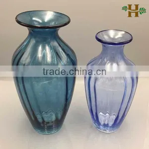 Hand Blown Colored Peacock Glass Vase thumbnail-1