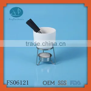 Ceramic Mini Fondue Set With Metal Stand,mini Cheese Fondue Set thumbnail-1