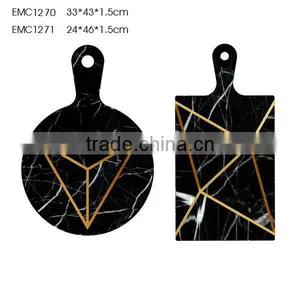 Gold Line Decorative Black Marble Cutting Board Set thumbnail-1