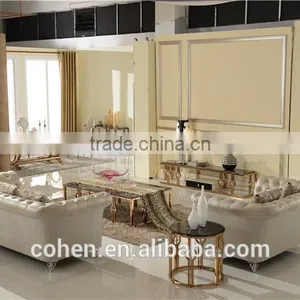 High-endstainless Steel Golden Plated Marble Top Square Center Table Design B818-1 thumbnail-6
