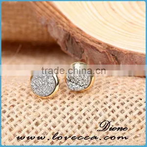 Earrings Women Jewelry 925 Sterling Silver Earrings With Agate Druzy thumbnail-5