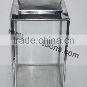 Metal Garden Lantern With Glass and Rope Handle thumbnail-1