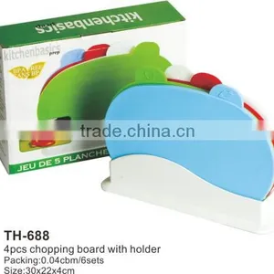 As Seen On TV Cutting Board Set 4pcs Index Chopping Block With Holder thumbnail-1