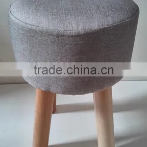 Living Room Furniture Padded Round Stool Ottoman Wooden Pouf thumbnail-1