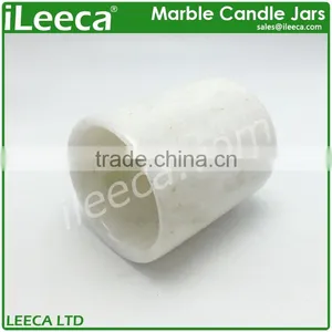 Carrara White Marble Stone Candle Jars With Various Colors Lids thumbnail-3