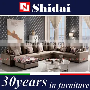 Latest Design Sofa Set, Beige Linen Arabic Furniture Fabric Corner Living Room Sofa thumbnail-2