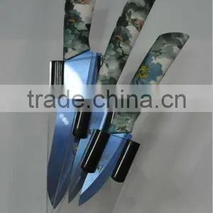 Titanium Blade and Pattern Handle Ceramic Knife Set thumbnail-1