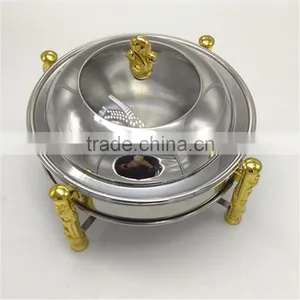 Hot Sale Round Gold Stainless Steel Buffet Chaffing Dish thumbnail-1