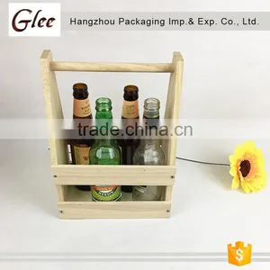 Unfinished 4 Bottles Beer Storage Crate Wooden Wine Crate thumbnail-2