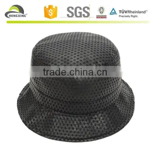 Unisex PU Holes Faux Leather Mesh Bucket Hat Boonie Hiking Fishing Outdoor Caps thumbnail-3