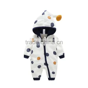 100% Cotton Romper Hooded Bodysuit Long Sleeve Baby Outfits thumbnail-1