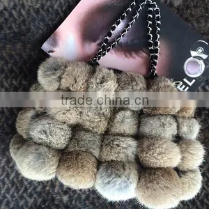 2016 New Design Rabbit Fur Pom Pom Bag/Wholesale And Retail/Fast Shipping/Super Quality thumbnail-3