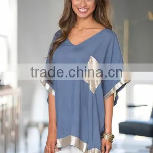 2017 Fashion Women's Casual Pocket Shirt Short-sleeved Ladies Urban t Shirts Wholesale thumbnail-1