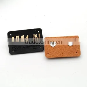 Black/brown PU Leather Sew on Patches With Matt Bronze Brush Metal Plates Clothing Label for Jeans/jacket PLB-006 thumbnail-3