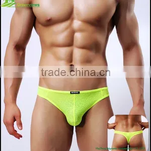 Men Sexy Fasion Underwear Shorts Wholesale Briefs Thongs Spandex Undergarment Men Sexy Spandex Pants Knitting Thongs GVYJ16 thumbnail-4