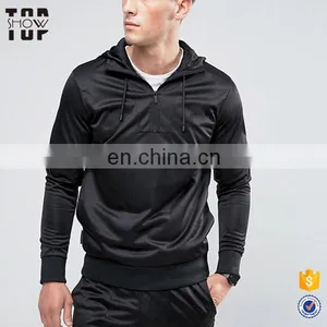 OEM Guangzhou Garments no Pockets Zipper Black Hoodies Men Custom Clothing thumbnail-1