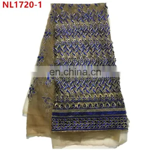 Newest French Lace Tulle Lace With Beads/high Quality Tulle Lace for African Parties thumbnail-1