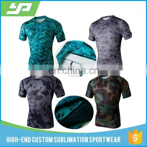High Quality Compression Sublimated Rash Guard Men Spandex Exercise Custom Printed Rash Guard thumbnail-1