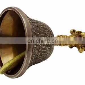 Tibetan Religious Brass Quality Bell Hand Vajra Dharma Objects Tibetan Buddhist Meditation Bells and Dorje Indian Antique thumbnail-3