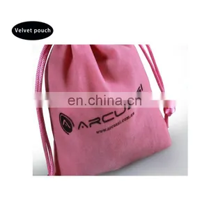 Custom Printed Pink Velvet Candy Wedding Velvet Jewellery Bag thumbnail-4
