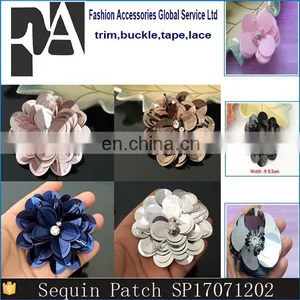 Wholesale Customized Pearl Rhinestone Sequin Flower Patches thumbnail-1