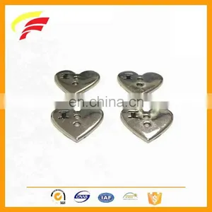 Customized Zinc Alloy Metal Two Holes Heart Shaped Button With Enamel Logo thumbnail-2