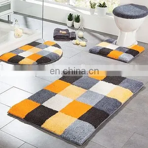 100% Micropolyester Abstract Art Colorful Jacquard Bathroom 5 Piece Set Tufted Anti-slipping Latex Back Floor Bathroom Mat Rug thumbnail-1