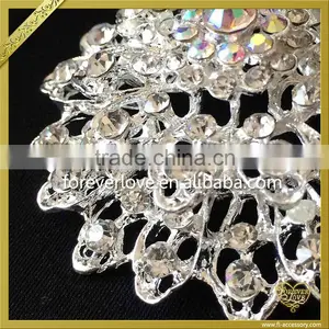 Clear Silver Crystal Diamante Rhinestone Brooch For Wedding Dress FB024 thumbnail-2