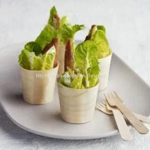 Disposable Wooden Cups Healthy and Safe Material 6CM Biodegradable Wood Drinks Cups Dessert Serving Cups thumbnail-1