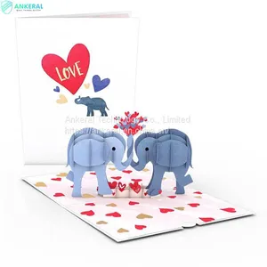 Love Elephants 3D Pop-up Card Best Valentine’s Day Pop-up Card Showing Love to my Girlfriend thumbnail-1