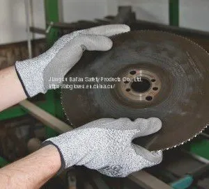 HPPE Fiberglass Liner PU Coated Level 3 Cut Resistant Gloves Bagloves thumbnail-1