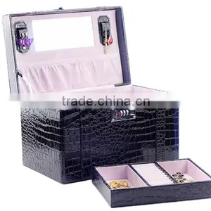 OEM Black Leather Tabletop Jewelry Display Case,leather Travel Jewelry Display Case thumbnail-4