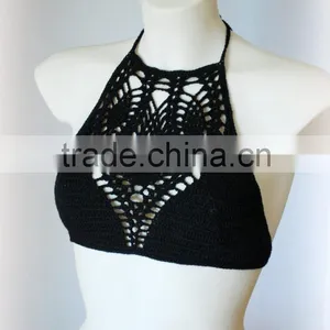 Wholesale Ladies Sexy Crochet High Neck Bikini Top thumbnail-3