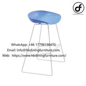 Translucent Backrest Plastic High Metal Leg Bar Chair thumbnail-1