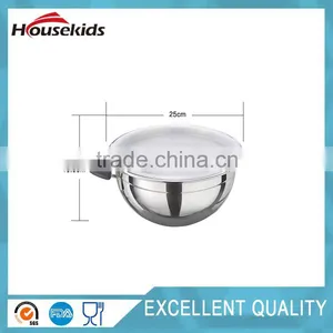 Stainless Steel Mixing Bowl Set With Lids and Handle, Non Slip Silicone Bottoms, and Volume Measurements thumbnail-1