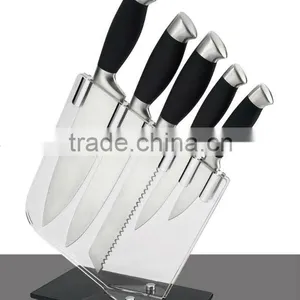 Senior Durable Stainless Steel Kitchen Knife Set With Handle Rubber and Acrylic Block 003A thumbnail-1