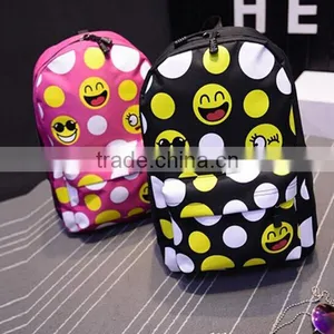 Emoji qq Smile Face Canvas Daypack Backpack Cool Cute Emoji Backpack Cool Kids School Backpack thumbnail-1