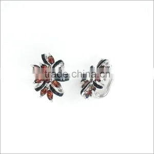 925 Sterling Silver Garnet Earring English Lock Wholesale Hongkong&China thumbnail-4