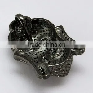 Lucky Buddha !! Blue Sapphire & Diamond 925 Sterling Silver Pendant, Silver Jewellery India thumbnail-5