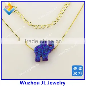 Fashion New Lucky Synthetic Elephant Opal Gemstone 925 Silver 18K Gold Jewelry thumbnail-2