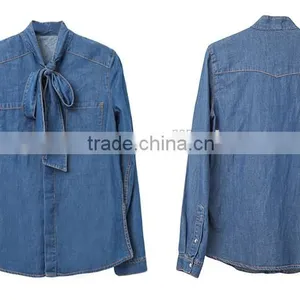 Newest Jean Shirt Floral Jean Tops Jean Summer Shirts thumbnail-5