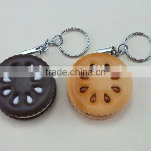 CIRCLE-SHAPE CUTE BISCUIT PLASTIC LIGHTER WITH KEYCHAIN thumbnail-1