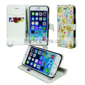 for Iphone 6 Wallet Case With Card Holder Cute Case, Flower Design thumbnail-1